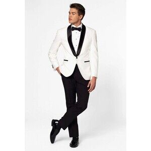 Men NWT "Opposuit" White tuxedo 1 button jacket with blk lapels US 38 EU 48